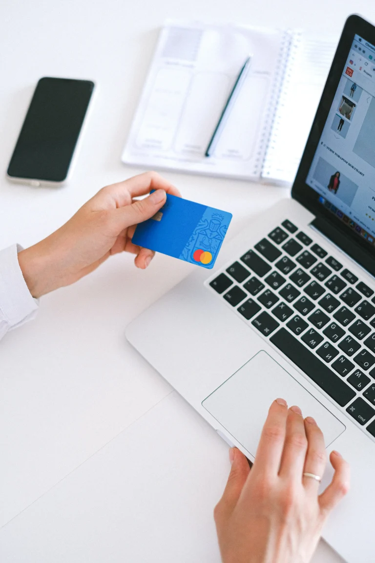 Consumer about to buy something online with their credit card.